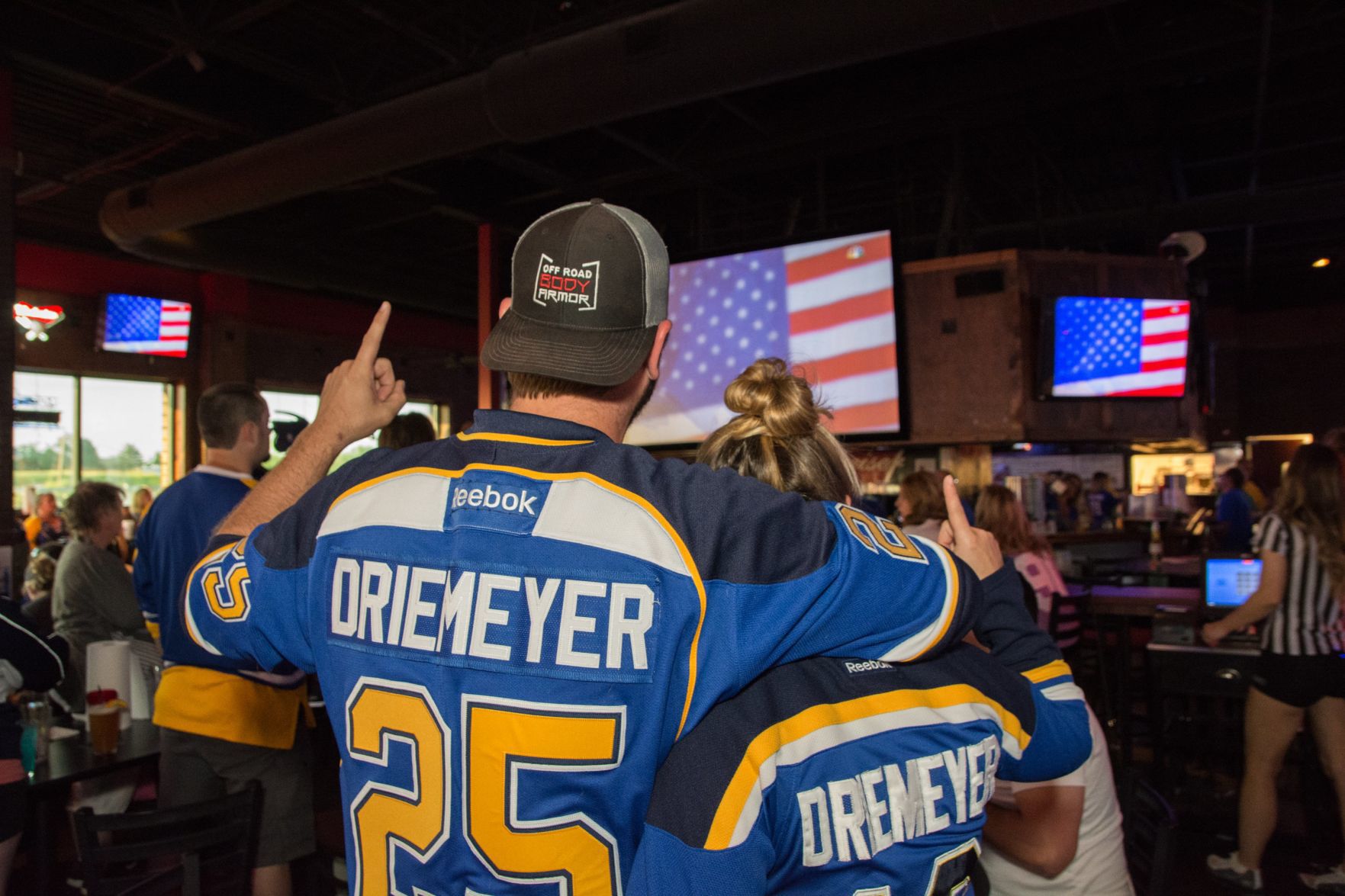 Blues Fans at Hotshots Wentzville during the Stanley Cup Final Game 1